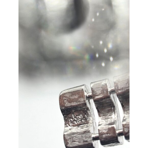 Joan Rivers Signed 2000 Y2K Cuff Bracelet Rhinestone Silver Tone Bling Bangle - Picture 2 of 7